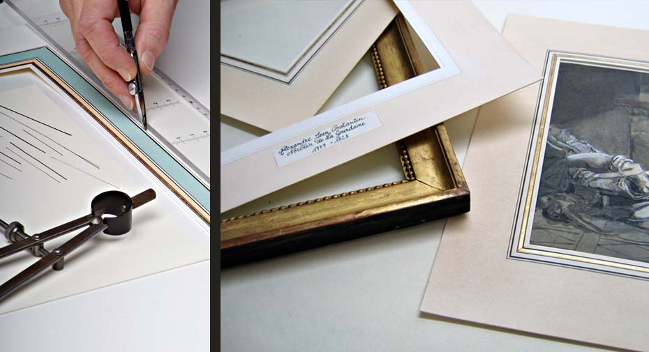 dans l’atelier de cadre a part paris la plus  grande concentration est requise durant un lavis 